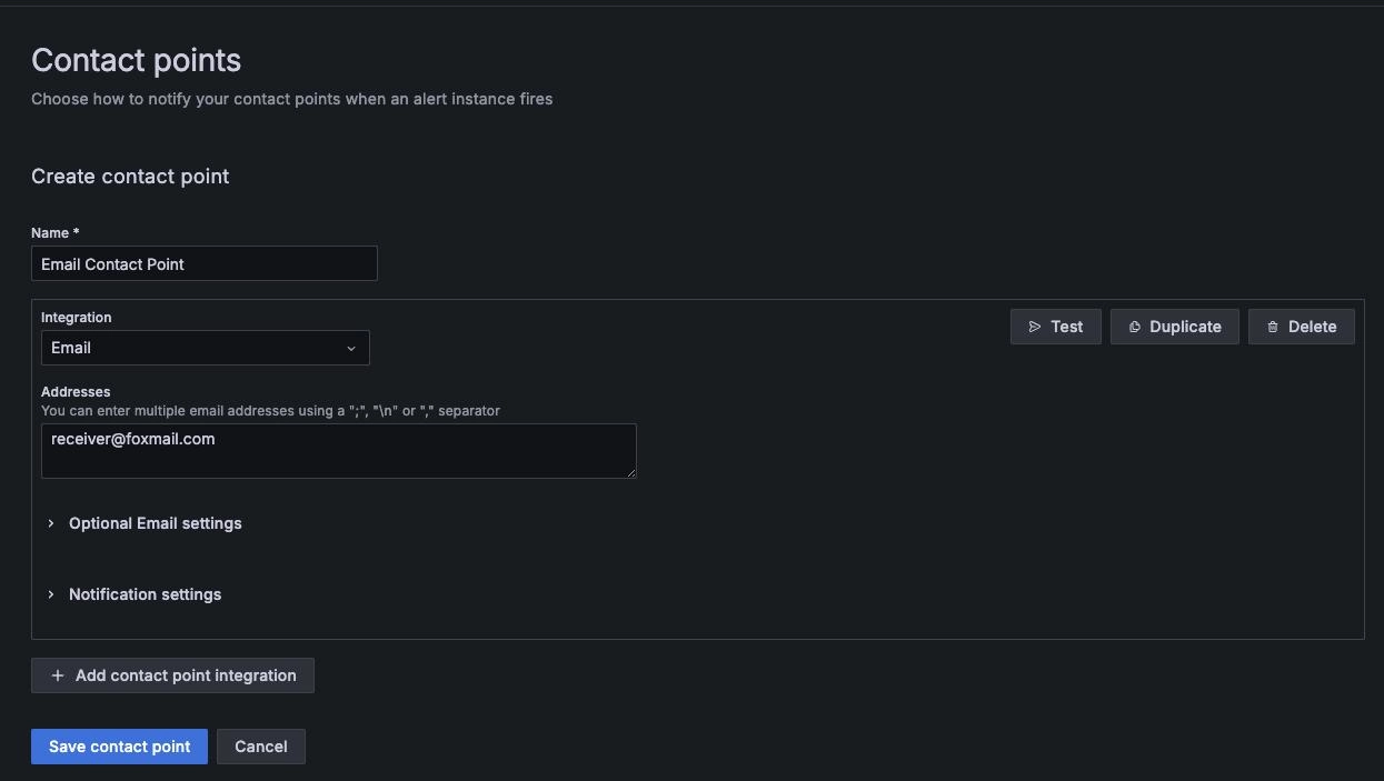 TDengine Database Grafana plugin alert email